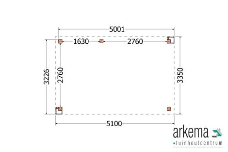 Buitenverblijf Verona model links 5100x3350x2500mm (bxdxh)