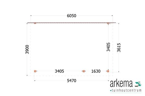 Aanbouwveranda Lucca 6050x3900x2600mm (bxdxh) rechts