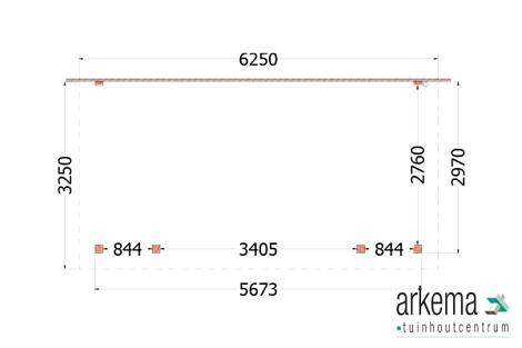 Aanbouwveranda Lucca 6250x3250x2600mm (bxdxh)