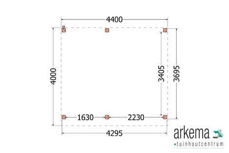 Buitenverblijf Mensa 4400x4000x2600mm (bxdxh)