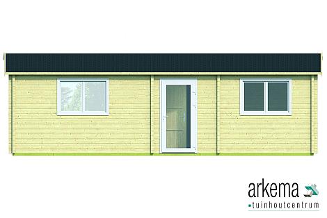 Blokhut - Tuinhuis - Home Office 70mm Ava incl. 27mm dak incl. wandlagen fundering Prijs exclusief dakbedekking, ramen en deuren