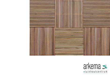 Tuintegel hardhout Surabaya 50x50cm recht lamellen: 1.4x2.0cm / rvs geschroefd
