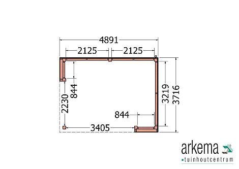 Buitenverblijf Capri 4900x3750x2550mm (bxdxh) model rechts alleen constructie