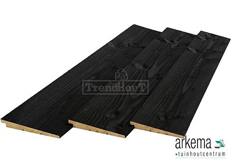 Potdekselplanken douglas 12-25x195x3000mm zichtzijde fijnbezaagd, rondom zwart gespoten