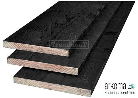 Planken douglas 22x200x4000mm fijnbezaagd, zwart geïmpregneerd