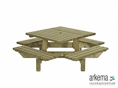Picknicktafel vierkant, 195x195cm