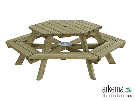 Picknicktafel zeshoek, 225cm