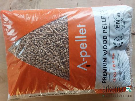 Houtpellets 6mm A1 EN plus zak 15 kilo