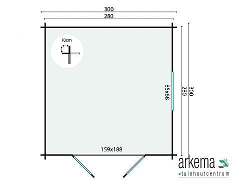 Blokhut - Tuinhuis 28mm Halvar Prijs exclusief dakbedekking - dient apart besteld te worden