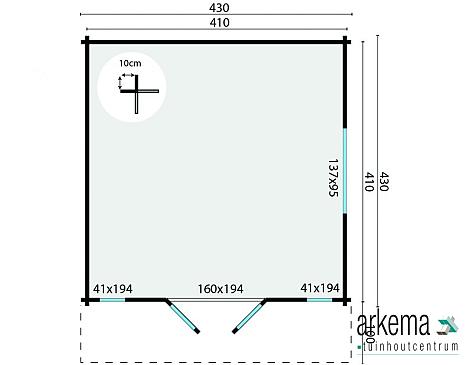 Blokhut - Tuinhuis - Home Office 44mm Laula Prijs exclusief dakbedekking - dient apart besteld te worden