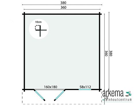 Blokhut - Tuinhuis - Home Office 44mm Ulrik Prijs exclusief dakbedekking - dient apart besteld te worden