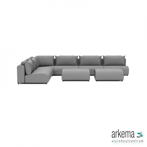 Luxury loungeset corner 450x340 + 2 hockers Steel (links)