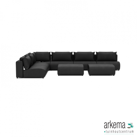 Luxury loungeset corner 450x340 + 2 hockers Anthracite (links)