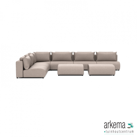 Luxury loungeset corner 450x340 + 2 hockers Light Taupe(links)