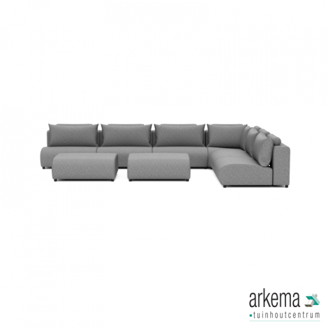 Luxury loungeset corner 450x340 + 2 hockers Steel (rechts)