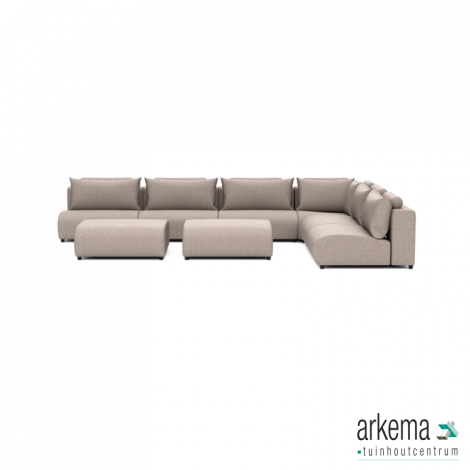 Luxury loungeset corner 450x340 + 2 hockers Light Taupe (rechts)