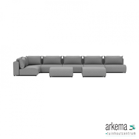 Luxury loungeset corner 560x230 + 2 hockers Steel (links)
