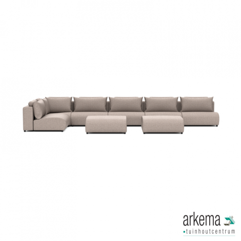Luxury loungeset corner 560x230 + 2 hockers Light Taupe (links)