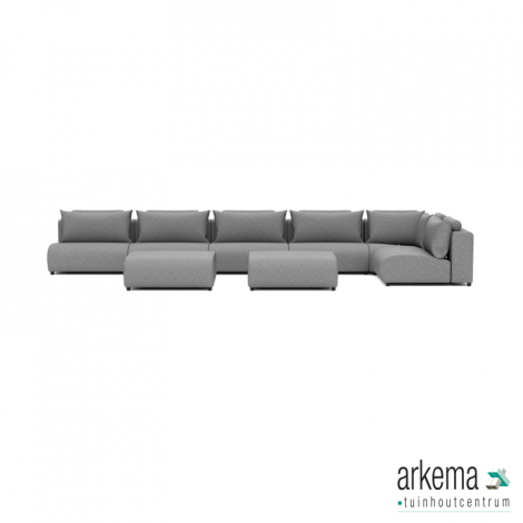Luxury loungeset corner 560x230 + 2 hockers Steel (rechts)