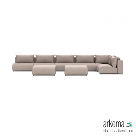 Luxury loungeset corner 560x230 + 2 hockers Light Taupe (rechts)