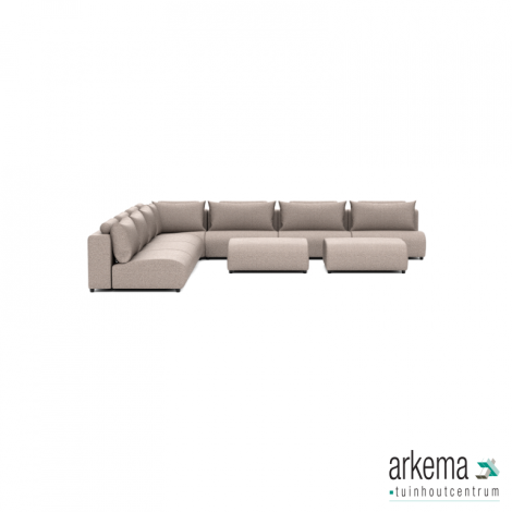Luxury loungeset corner 450x450 + 2 hockers Light Taupe (links)
