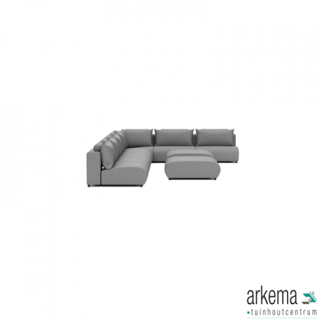 Luxury loungeset corner 340x560 +2 hockers Steel (links)