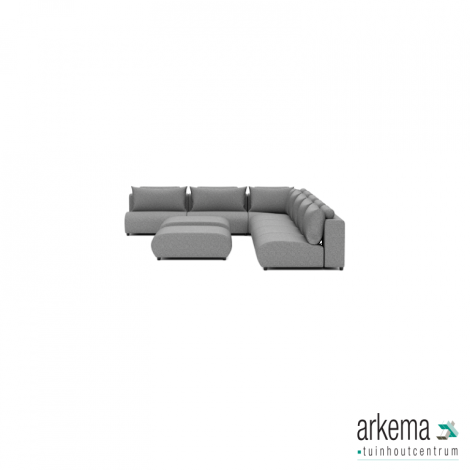 Luxury loungeset corner 340x560 +2 hockers Steel (rechts)