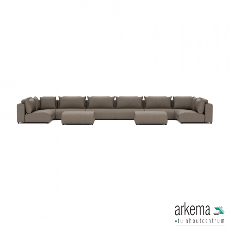 Luxury loungeset u-sofa 230x680x230 + 2 hockers Charcoal