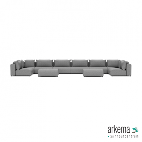 Luxury loungeset u-sofa 230x680x230 + 2 hockers Steel