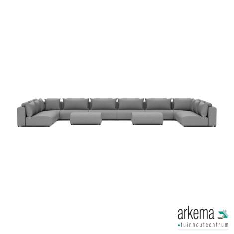 Luxury loungeset u-sofa 340x680x340 + 2 hockers Steel