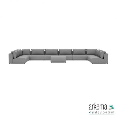 Luxury loungeset u-sofa 340x680x340 + hocker Steel