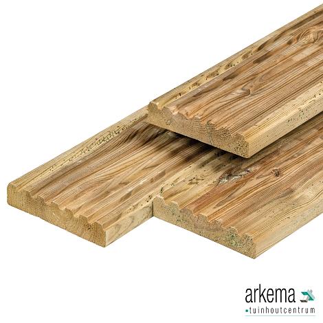 Grenen vlonderplank 2.8x14.0x400cm geïmpregneerd geschaafd