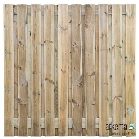 Tuinscherm Haaksbergen, groen geïmpregneerd grenen, RVS-geschroefd, 21-planks (19+2) 180 x 180 cm
