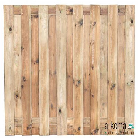 Tuinscherm Coevorden, groen geïmpregneerd grenen, RVS-geschroefd, 17-planks (15+2) 180 x 180 cm