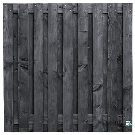 Tuinscherm Karin, zwart geïmpregneerd douglas, RVS-geschroefd, 19-planks (17+2) 180 x 180 cm