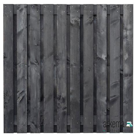 Tuinscherm Marlies, zwart geïmpregneerd douglas, RVS-geschroefd, 21-planks (19+2) 180 x 180 cm