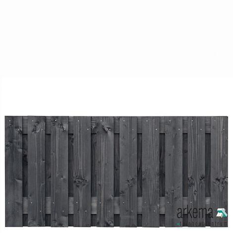 Tuinscherm Marlies, zwart geïmpregneerd douglas, RVS-geschroefd, 21-planks (19+2) 180 x 90 cm
