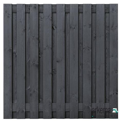 Tuinscherm grenen zwart gespoten, 19-planks (17 + 2) Koblenz 180 x 180 cm