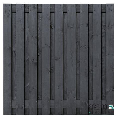 Tuinscherm Koblenz, zwart gespoten vuren, RVS-geschroefd, 19-planks (17+2) 180 x 180 cm