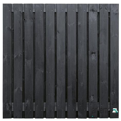 Tuinscherm Dresden, zwart gespoten vuren, RVS-geschroefd, 23-planks (21+2) 180 x 180 cm