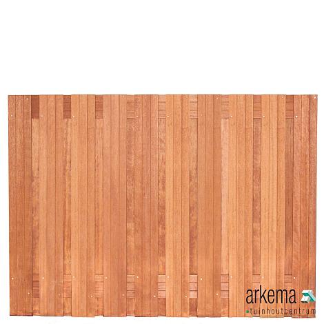 Tuinscherm Dronten, keruing hardhout, RVS-geschroefd, 21-planks (19+2) 180 x 130 cm