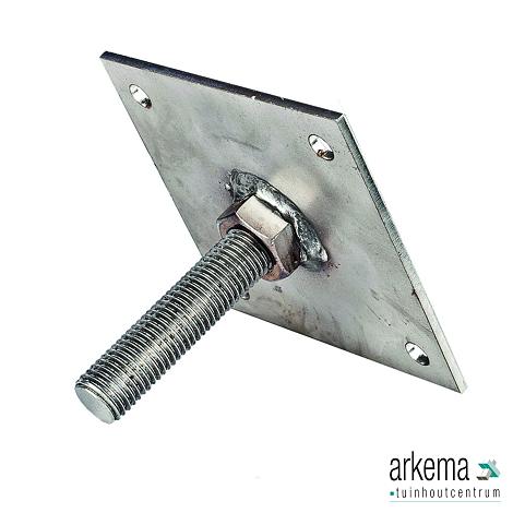 Betonpoer hoogteverstelling M16 RVS plaat met draadstang 3mm dik