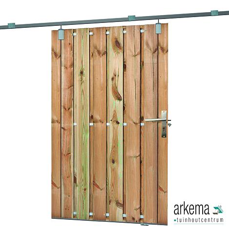 Tuindeur schuifsysteem 15 planks Grenen geïmpregneerd H195x130cm