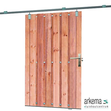 Tuindeur schuifsysteem 15 planks Red Class Wood H195x130cm