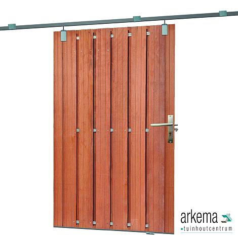 Tuindeur schuifsysteem 15 planks Hardhout H195x130cm