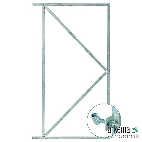 *IJzeren deurframeset compleet H155xB100cm IJzeren deurframe + 2 ogen + 2 duimen + luxe inbouwslotset rvs