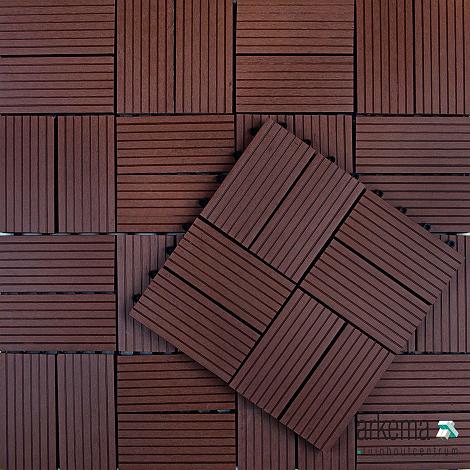 Tuindeco Premium WPC Tuintegel Coffee 30x30cm lamellen: 1.2x7.0cm