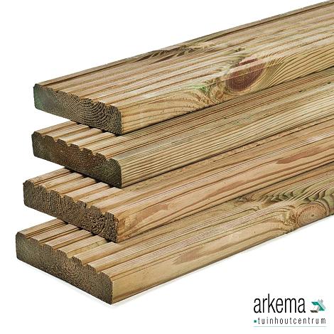 Vlonderplank 2.8x14.0x400cm geschaafd grenen geimp.