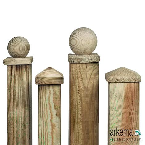 *Paalornament hout Piramide 10x10cm