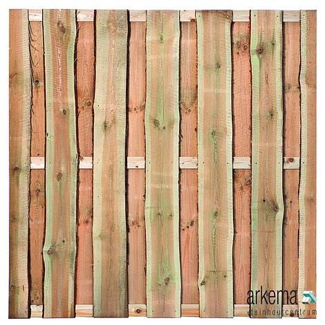 Tuinscherm geïmpregneerd 12 planks Rustiek H180xB180cm Schaaldelen: 1.8x20.0-25.0cm / 12 stuks